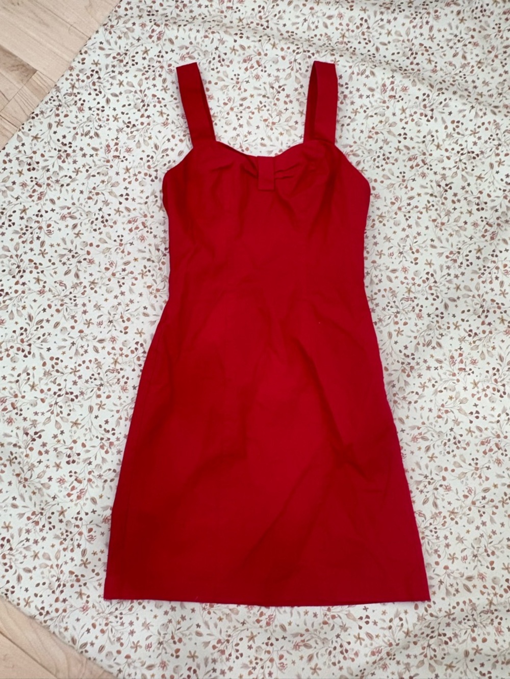 & Other Stories Red Square-Neck Mini Dress